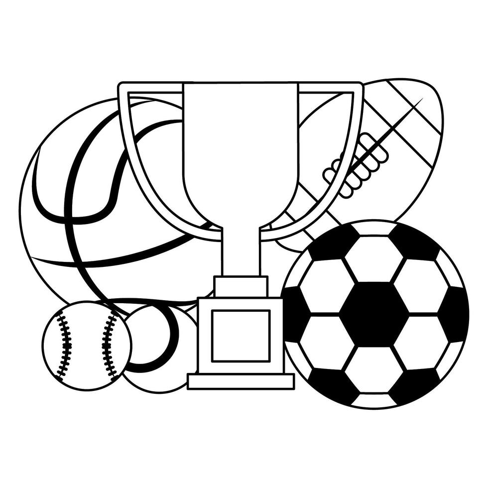 Fitness and sport equipment in black and white vector