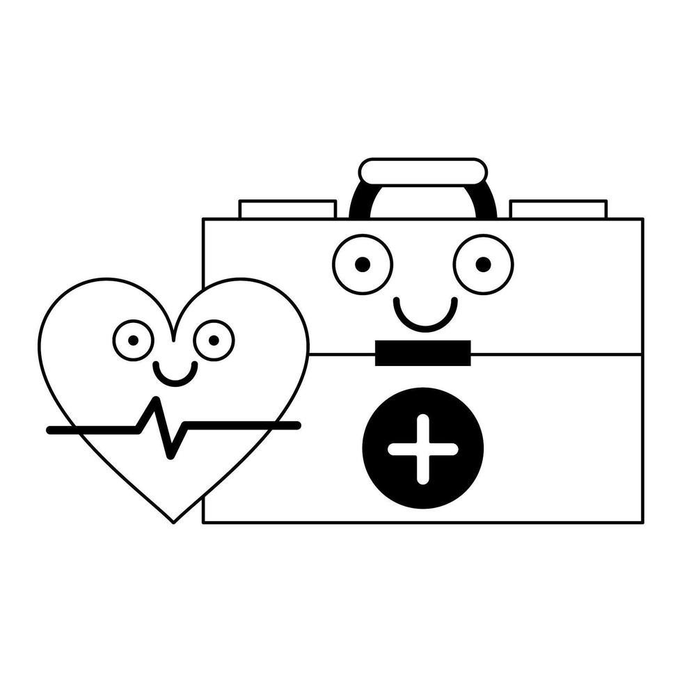 dibujos animados de salud médica en blanco y negro vector