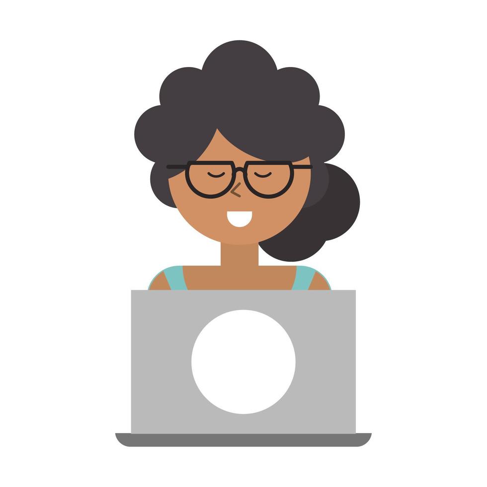 woman with laptop vector