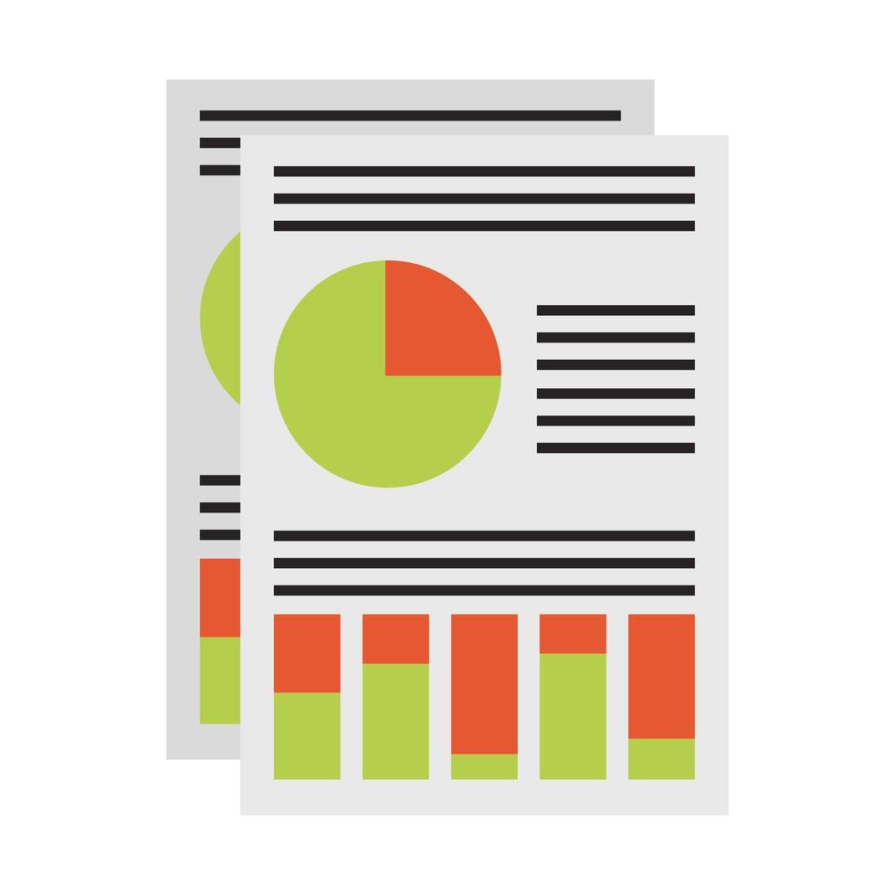 documents with data chart vector