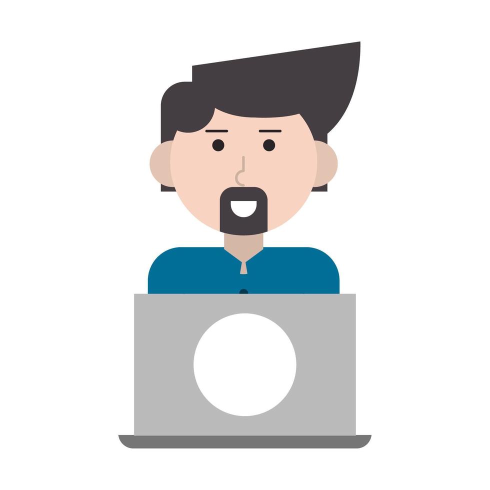 man with laptop vector