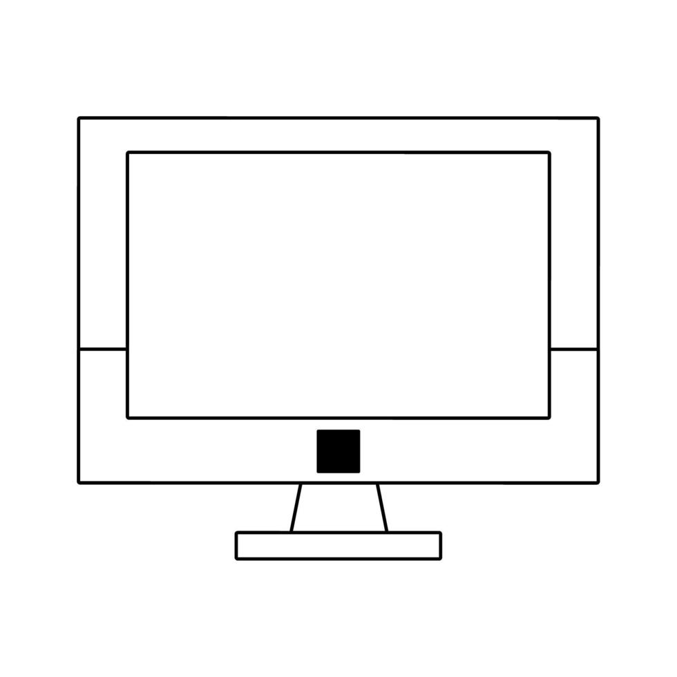 Computer screen hardware symbol in black and white vector