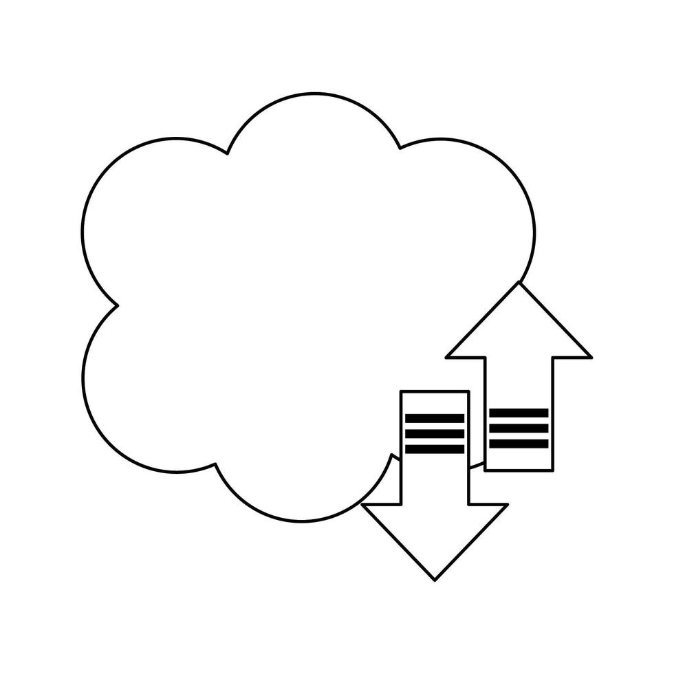 símbolo de la tecnología de computación en la nube en blanco y negro vector