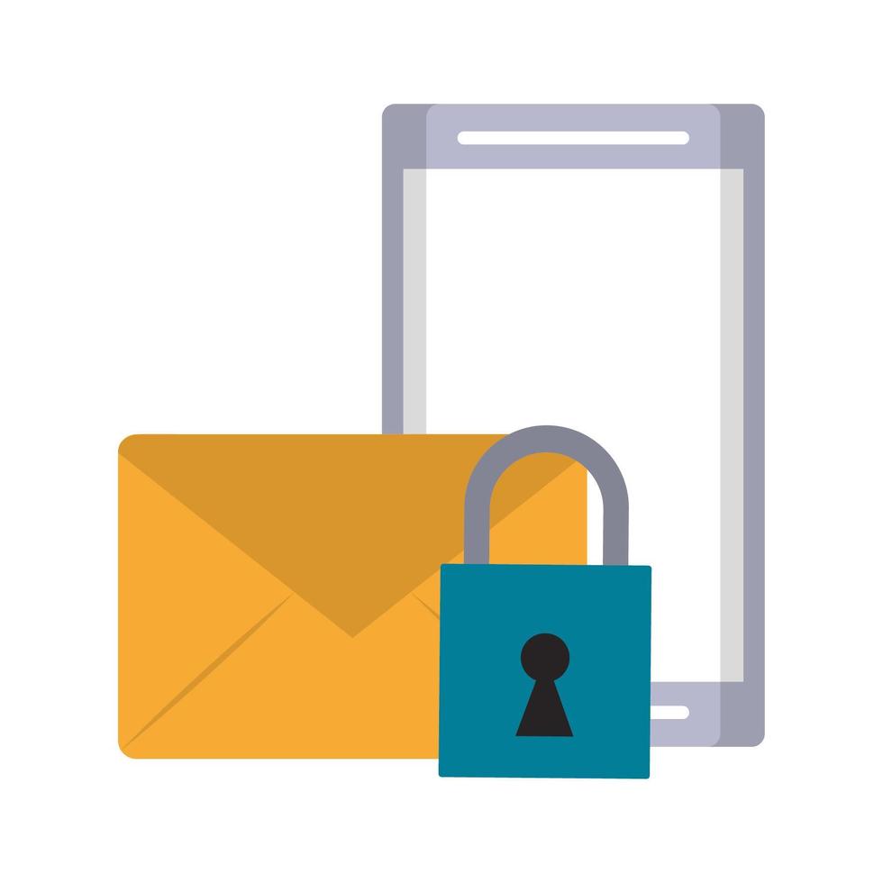 cellphone envelope and padlock vector
