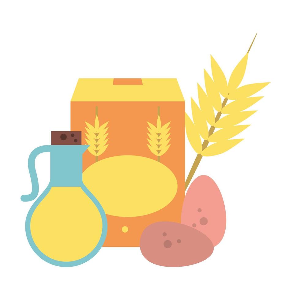 wheat flour oil and eggs vector illustration