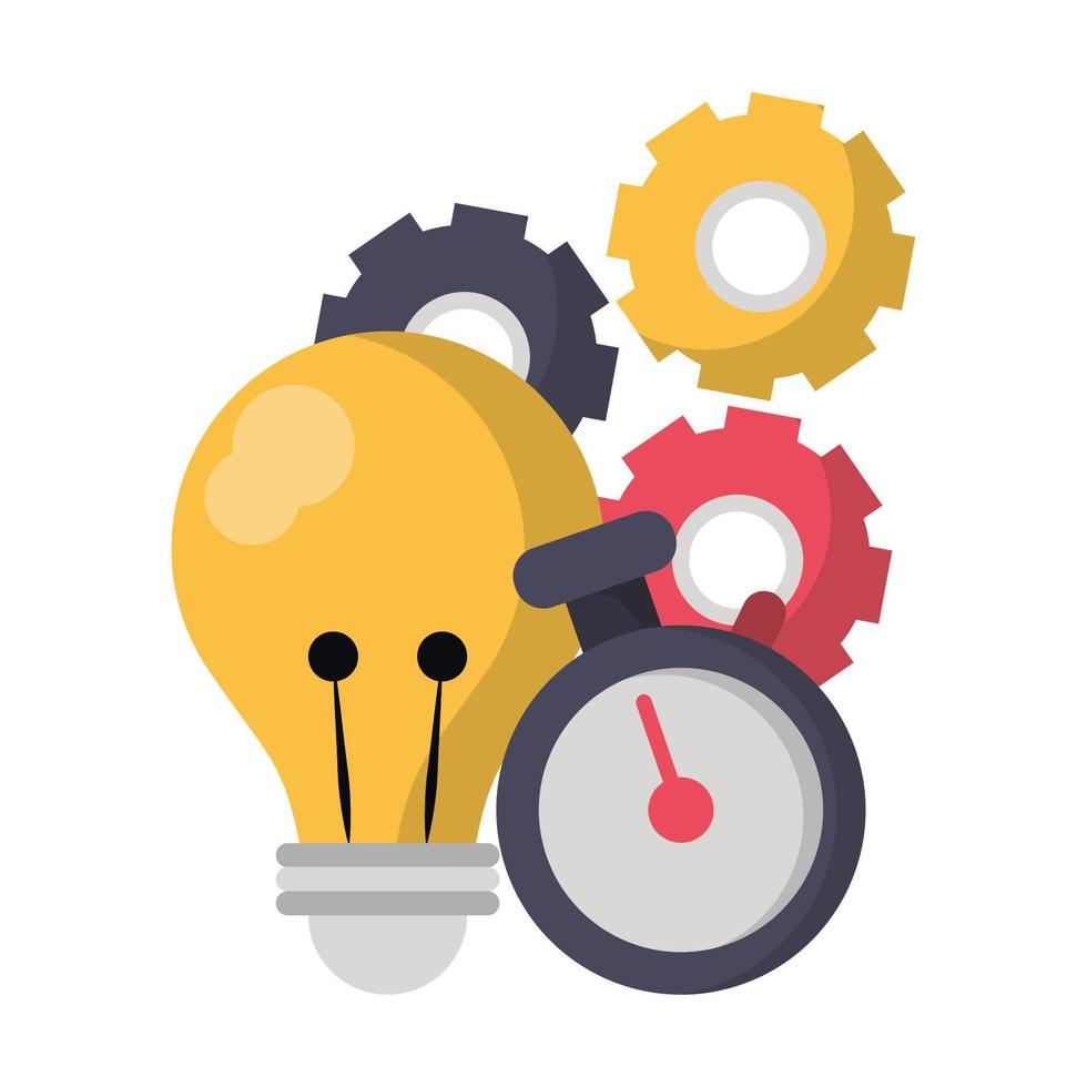 light bulb gears and chronometer vector