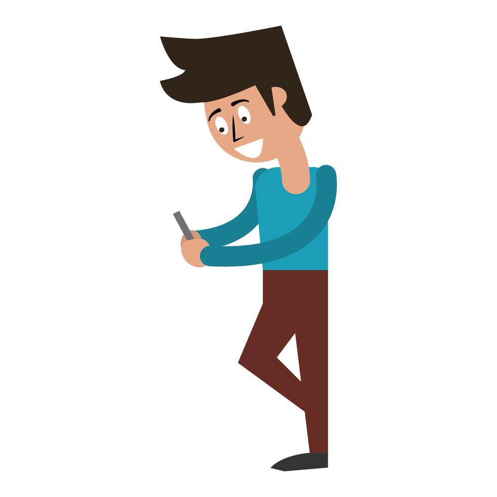 man using cellphone vector