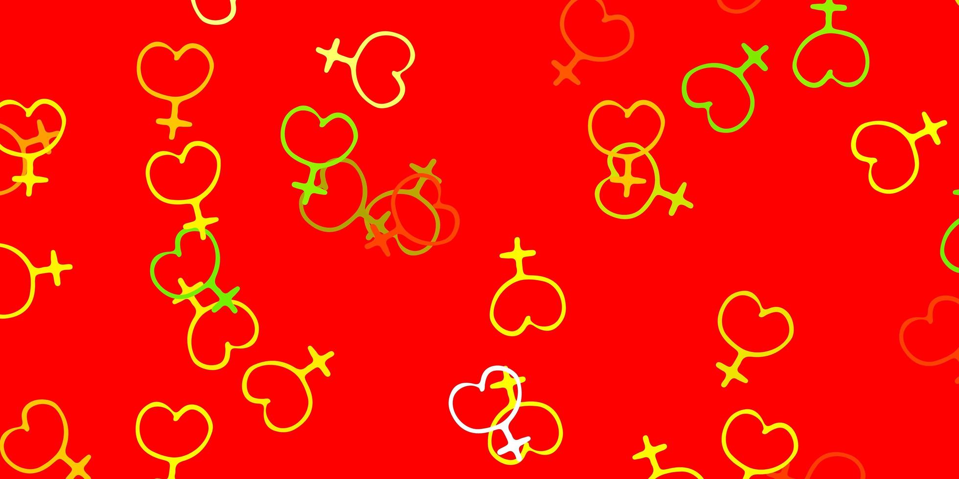 Light Red Yellow vector texture with women rights symbols