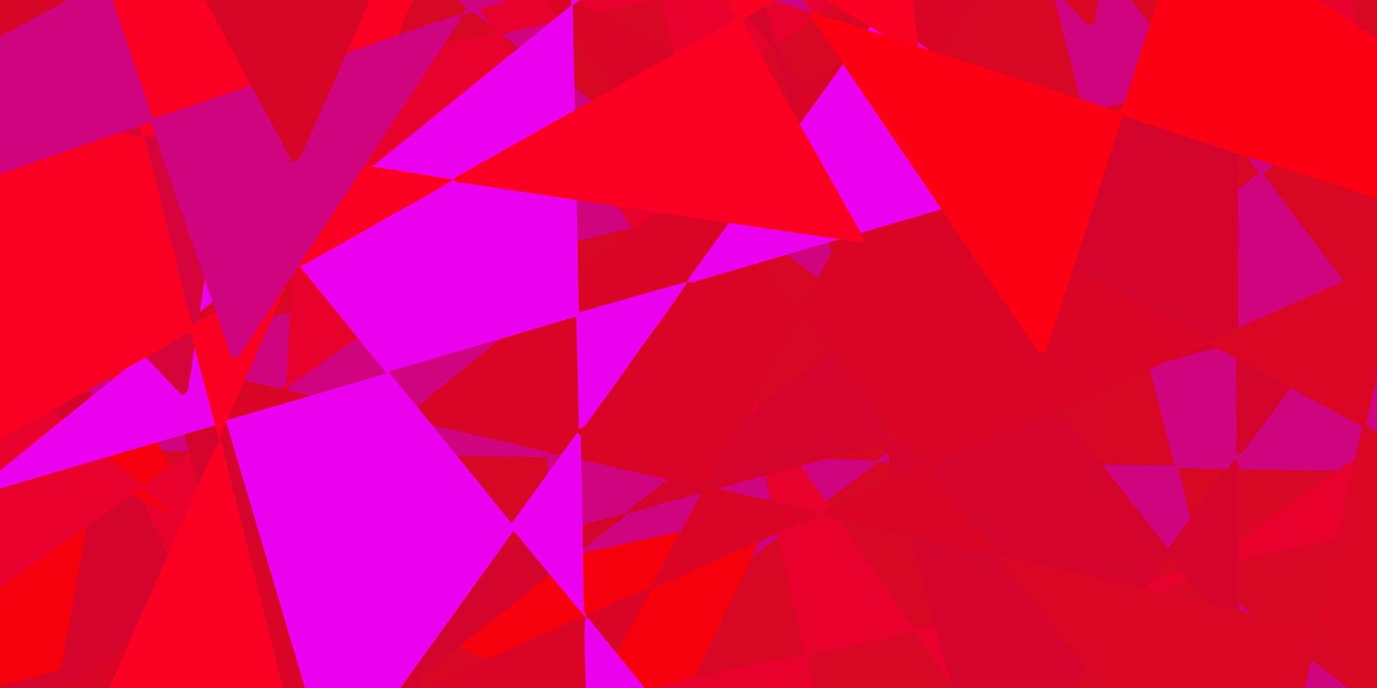 textura de vector rojo rosa claro con triángulos aleatorios