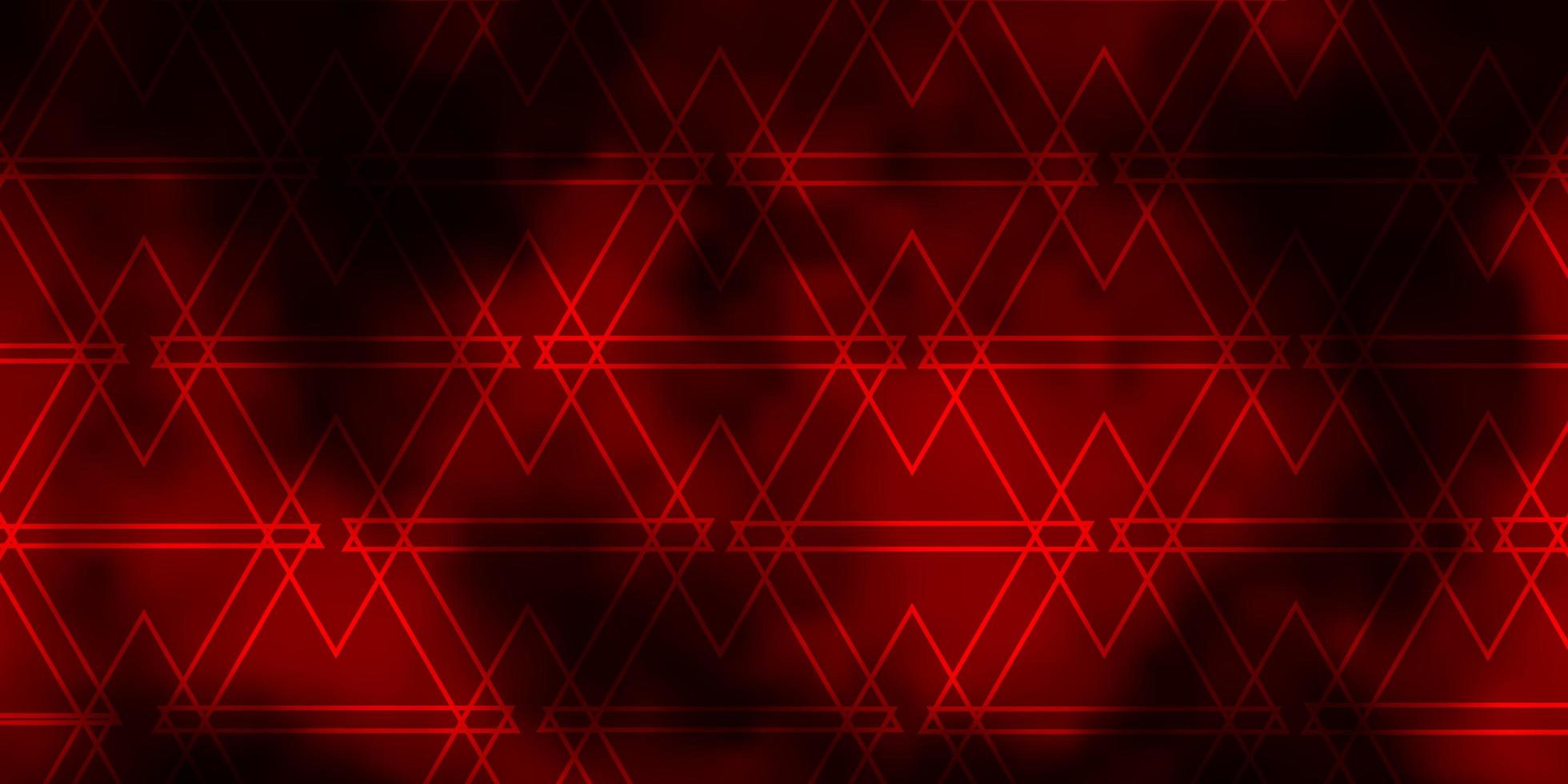 Dark Red vector background with lines triangles