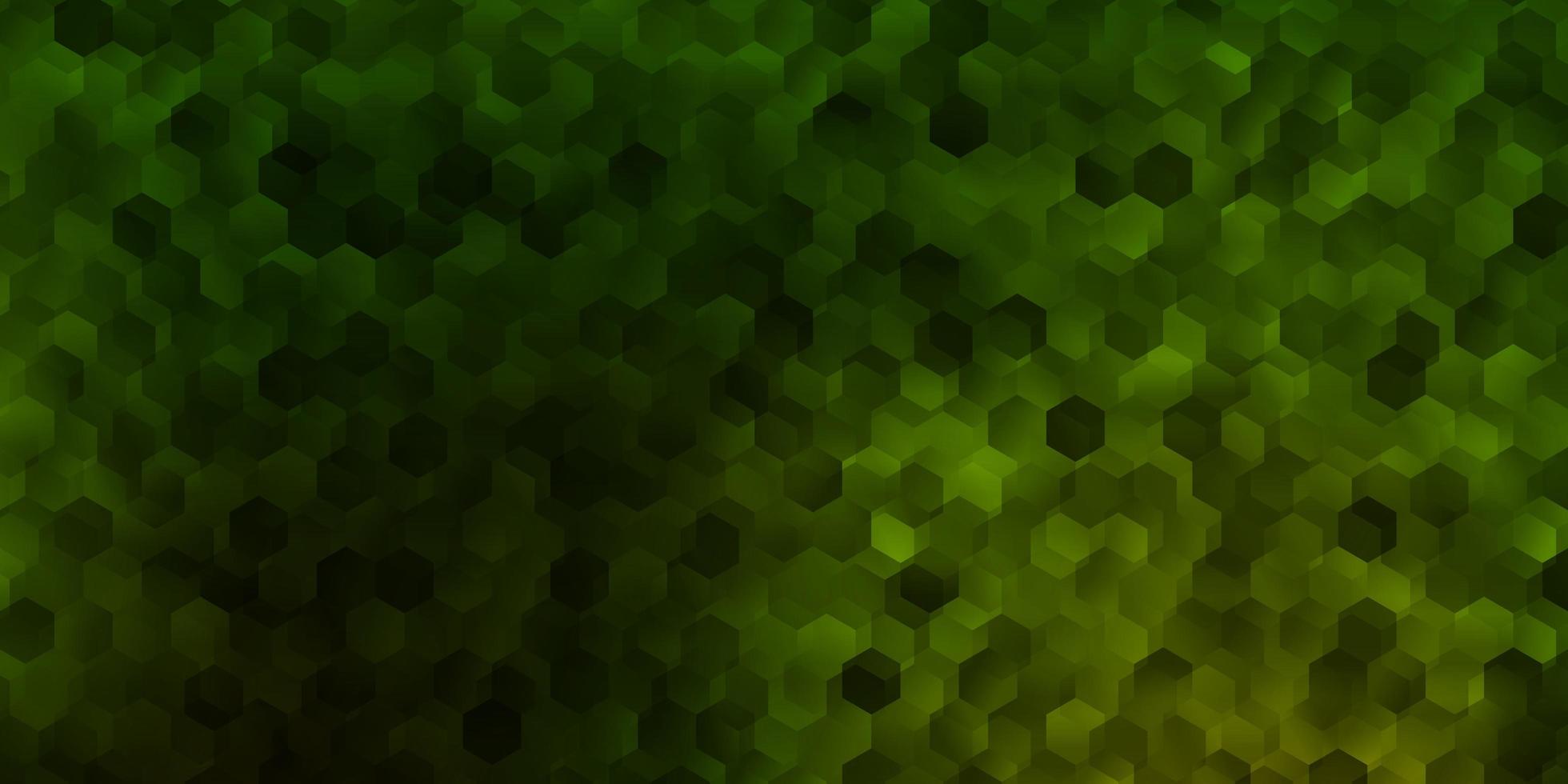 textura de vector verde oscuro con hexágonos de colores