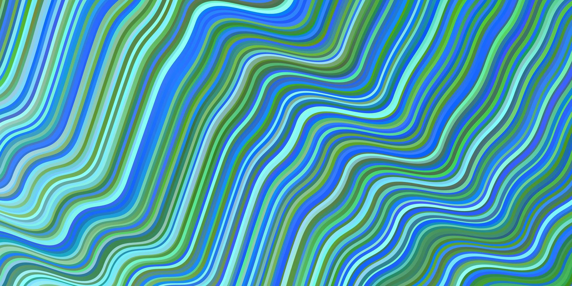 textura de vector verde azul claro con líneas curvas