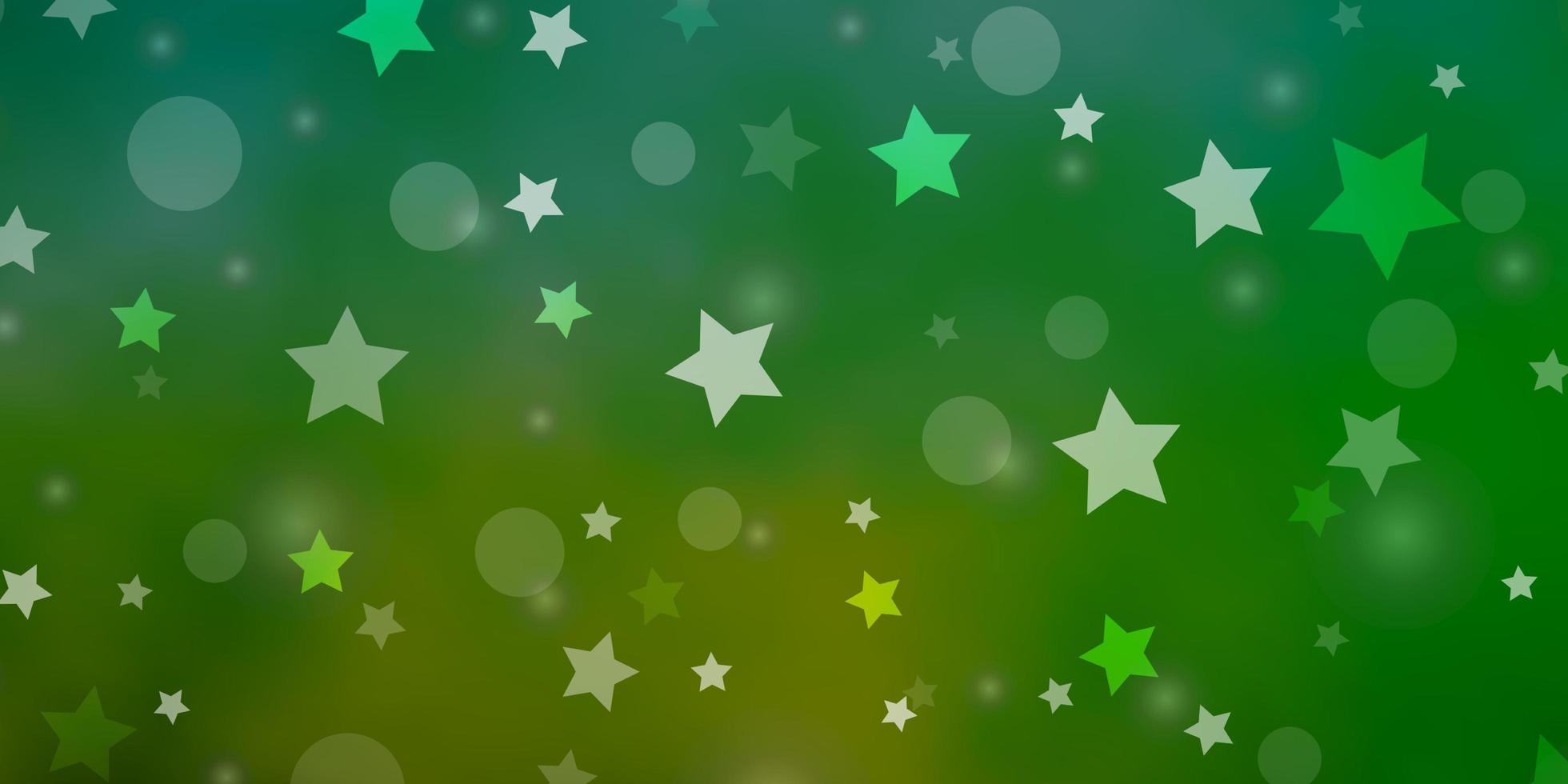 telón de fondo de vector verde claro con círculos estrellas