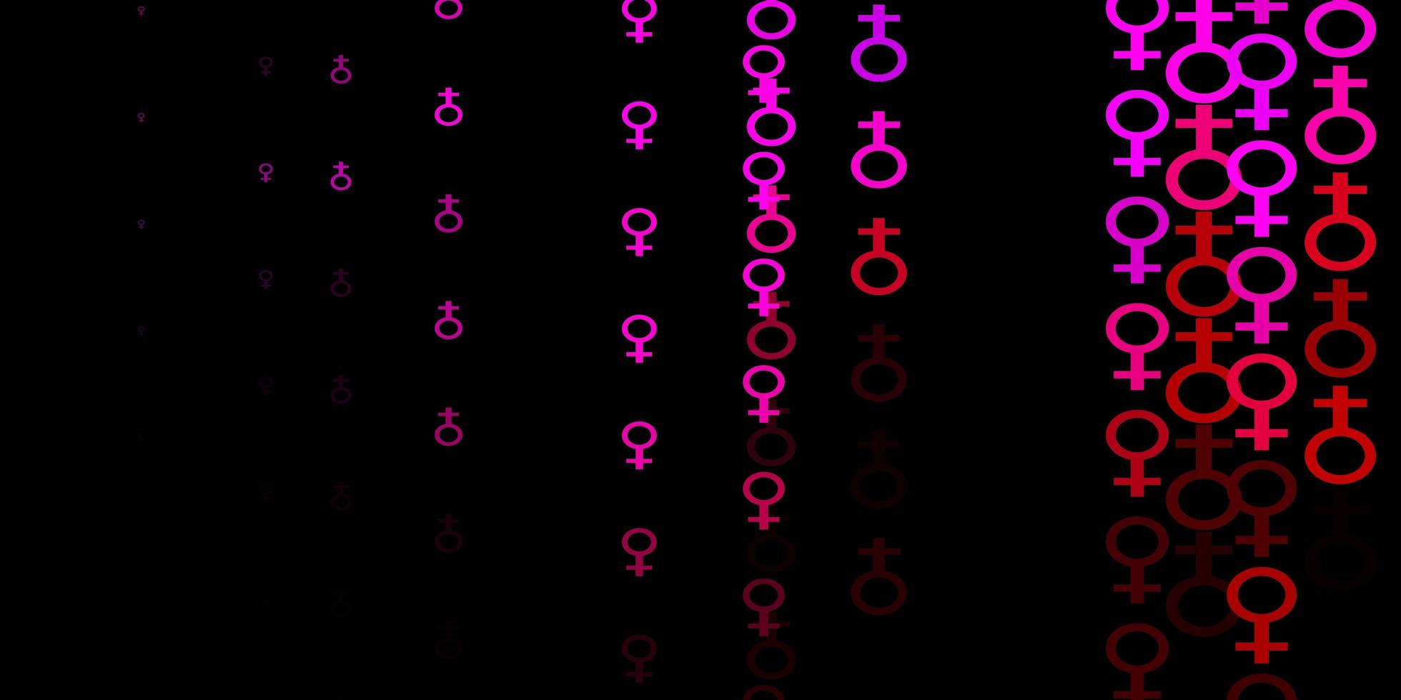 Telón de fondo de vector rosa oscuro con símbolos de poder de mujer