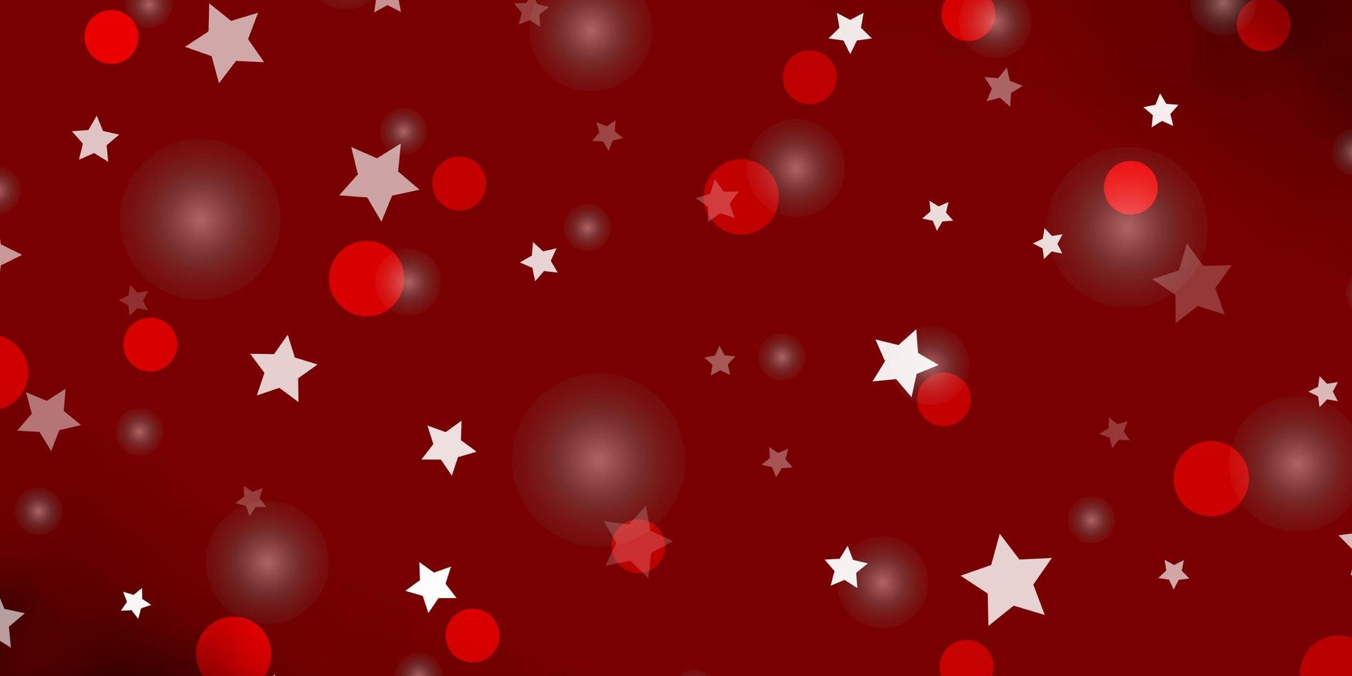 Plantilla de vector rojo claro con círculos estrellas