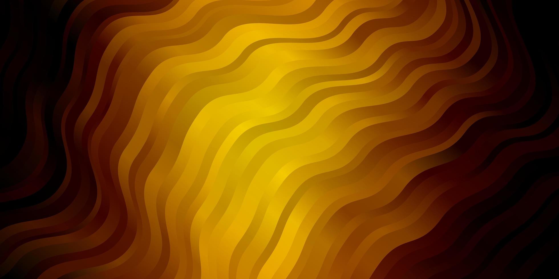 Dark Orange vector background with curved lines