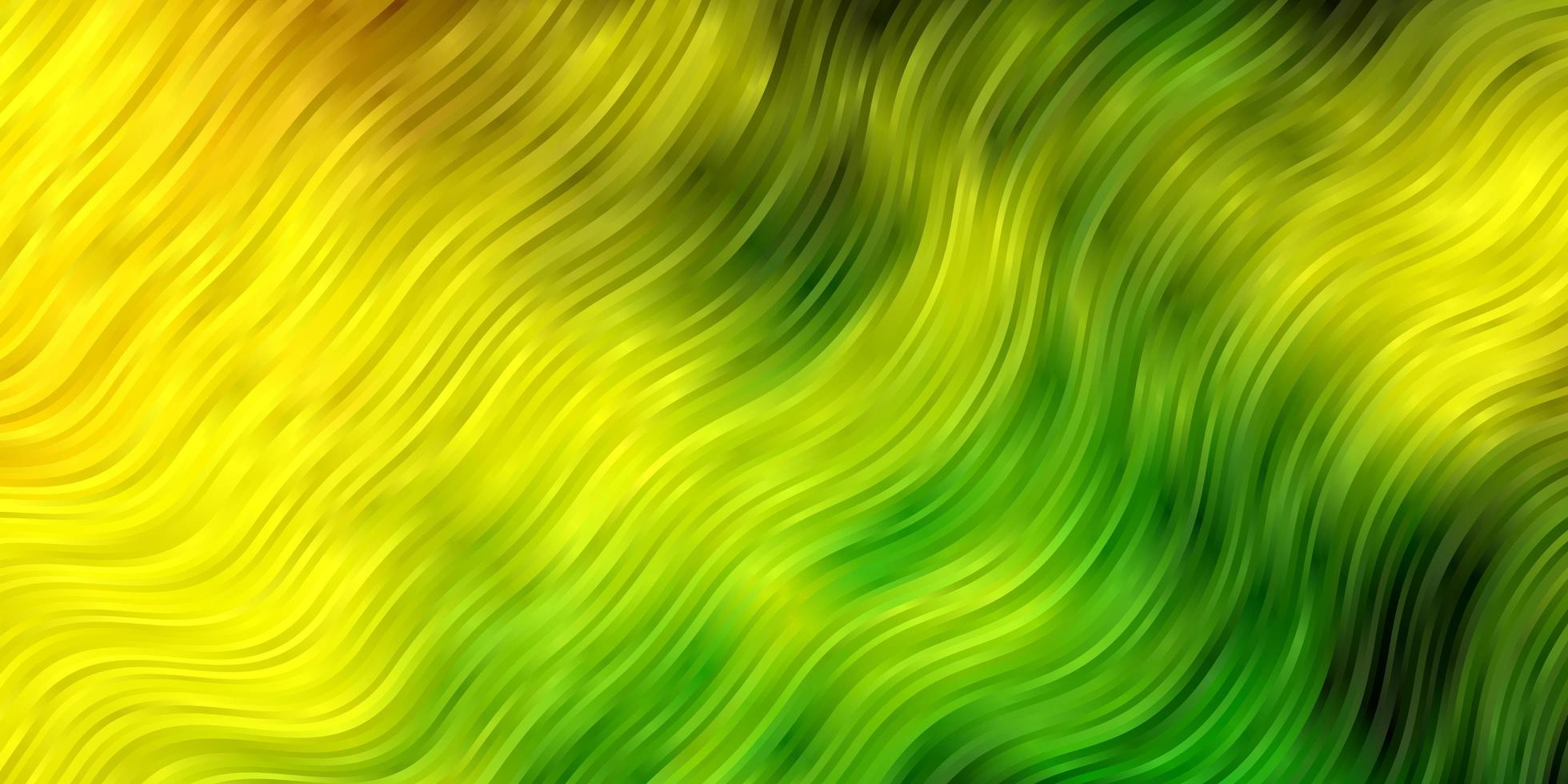 Fondo de vector amarillo verde claro con líneas torcidas