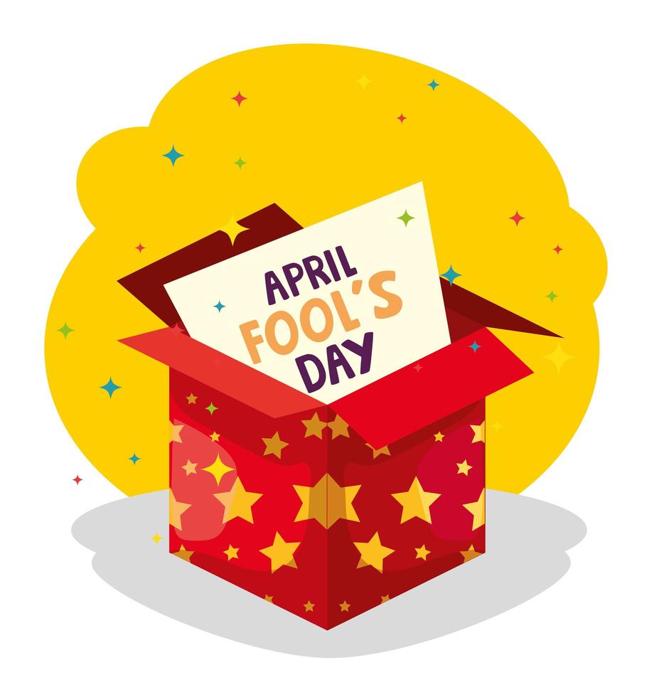 april fools day and box with stars vector
