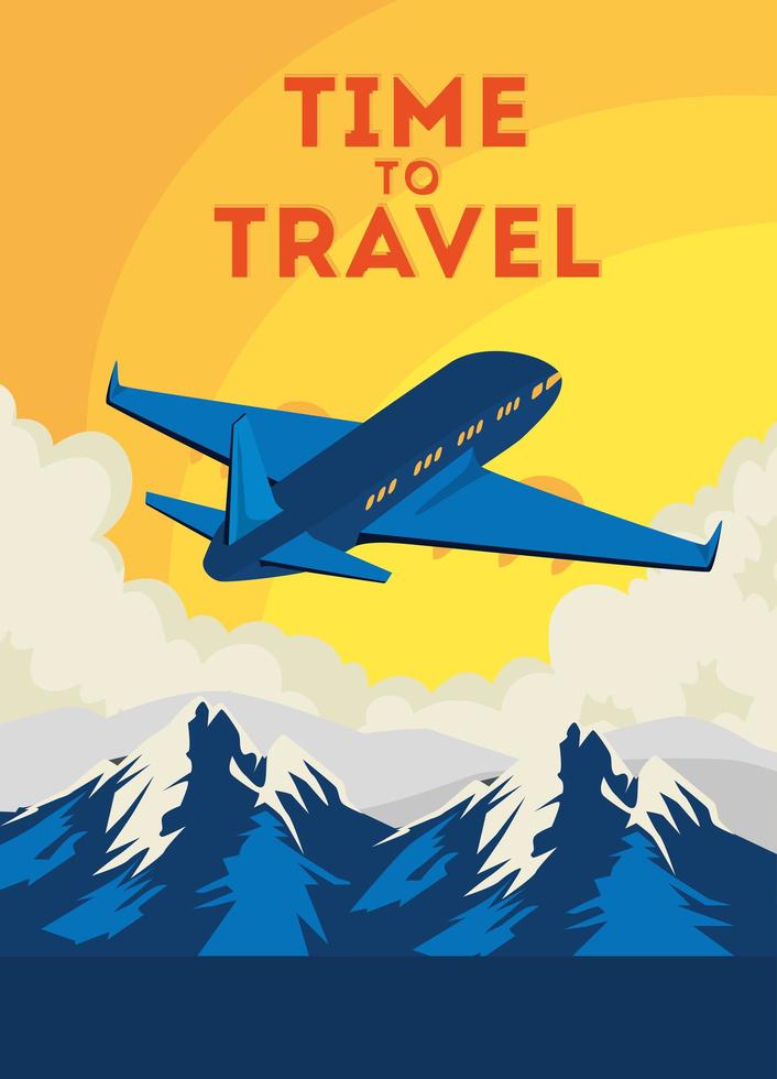 travel poster with airplane flying vector