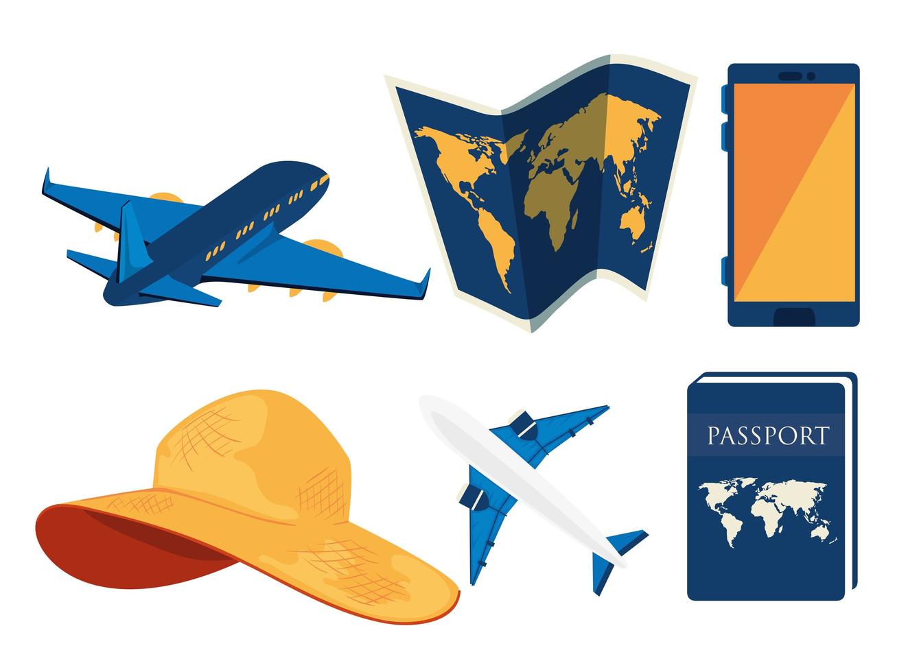 set of summer travel icons vector