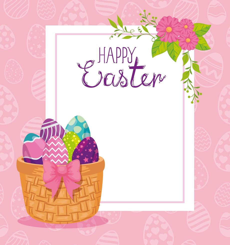 happy easter card with eggs decorated vector