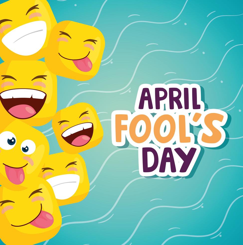 april fools day with emoticons vector