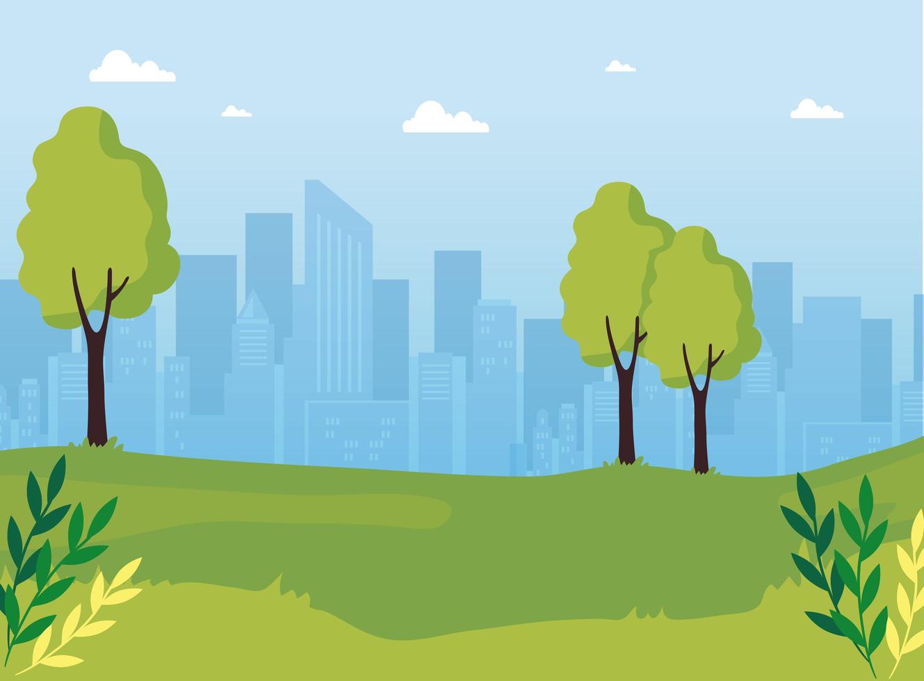 park nature with urban landscape vector