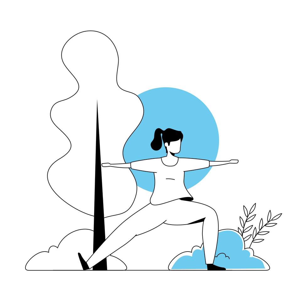 woman stretching in park landscape vector