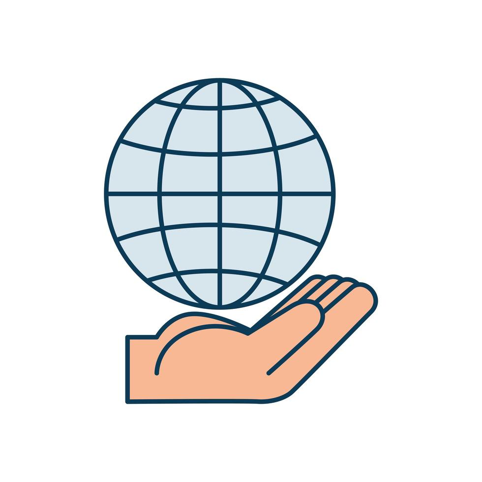 hand with sphere browser isolated icons vector
