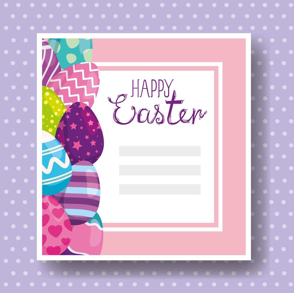 happy easter card with eggs decorated vector