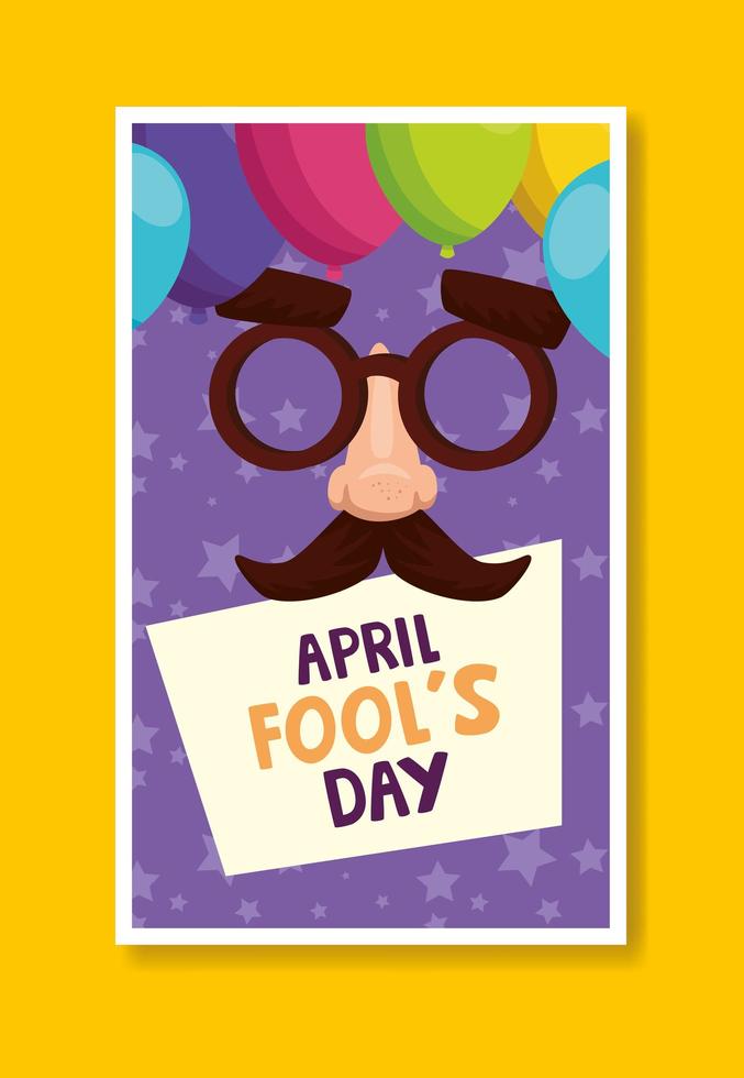 april fools day with crazy mask and decoration vector