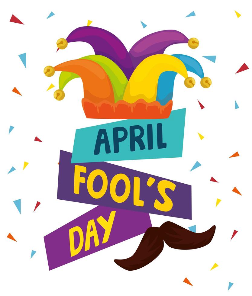 april fools day with hat buffoon vector