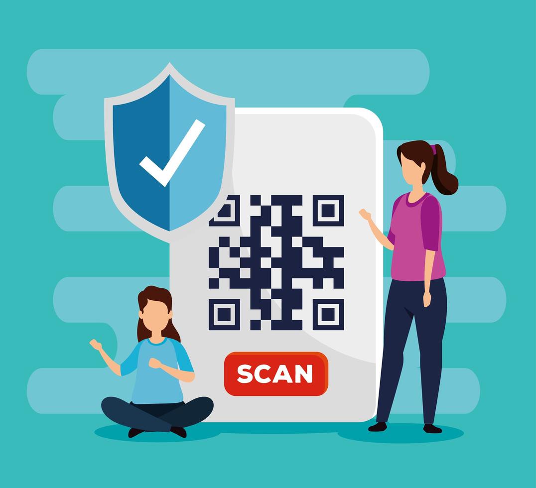 business women with scan code qr vector