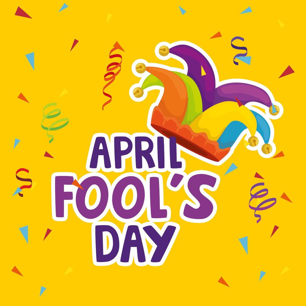 april fools day with hat buffoon vector