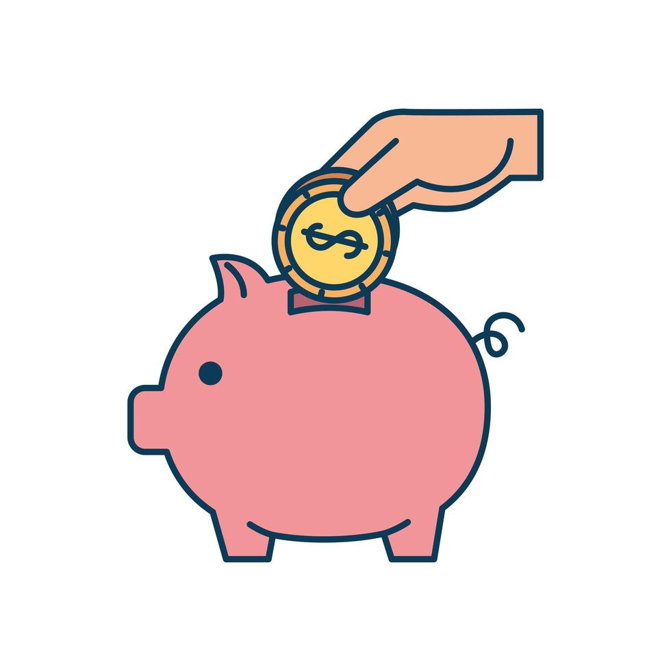 piggy bank saving with money isolated icon vector