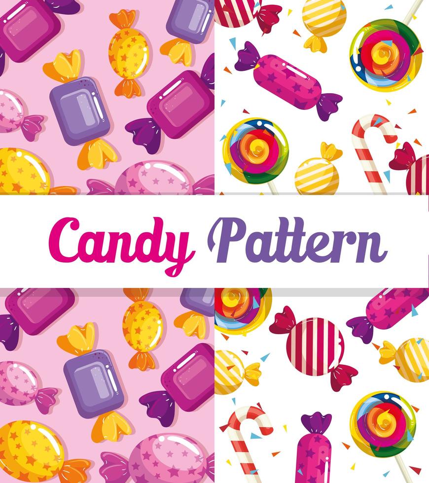 patrón de caramelo con deliciosos caramelos vector