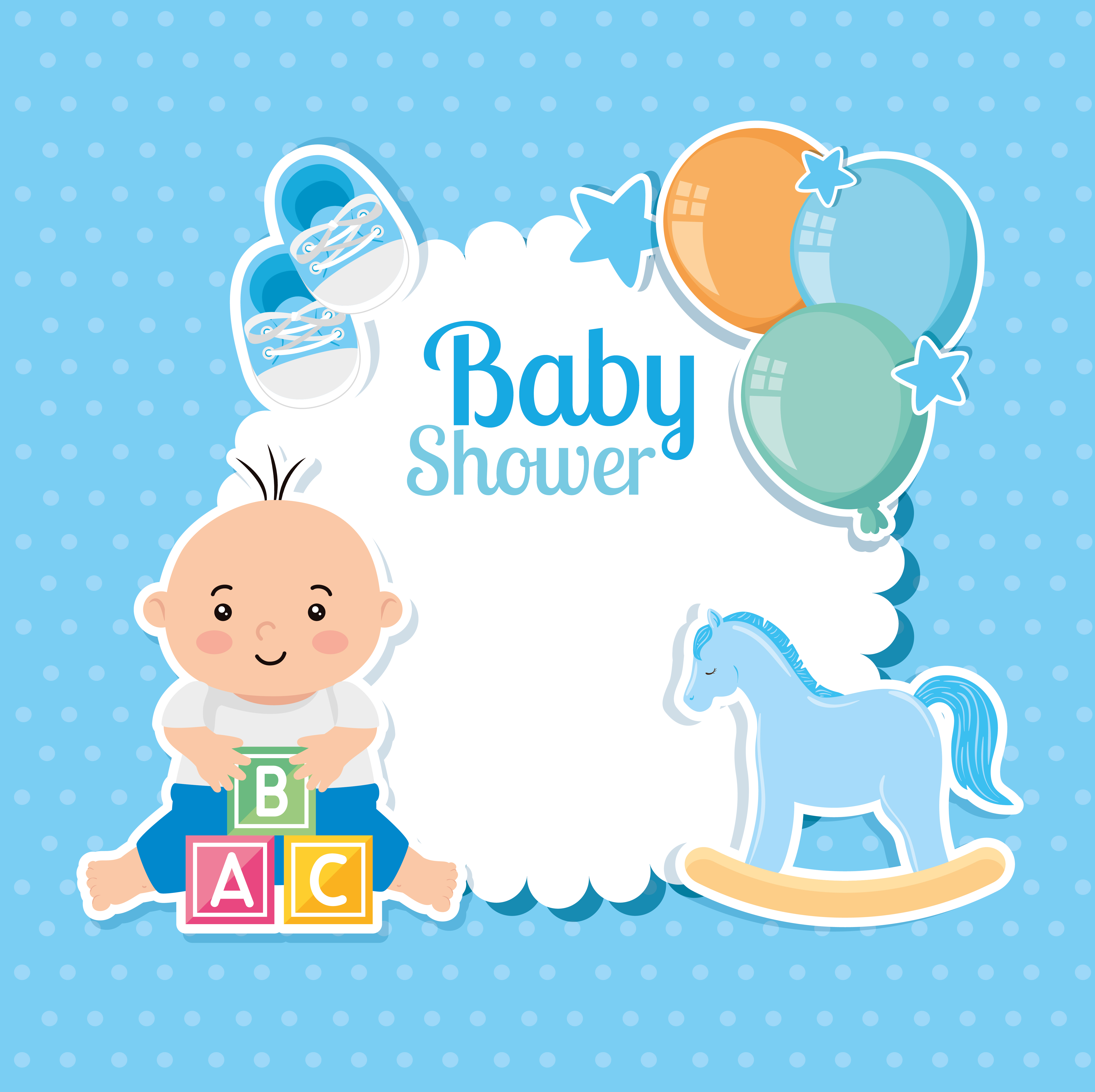 tarjeta de baby shower con niño y decoración. 2704749 Vector en Vecteezy