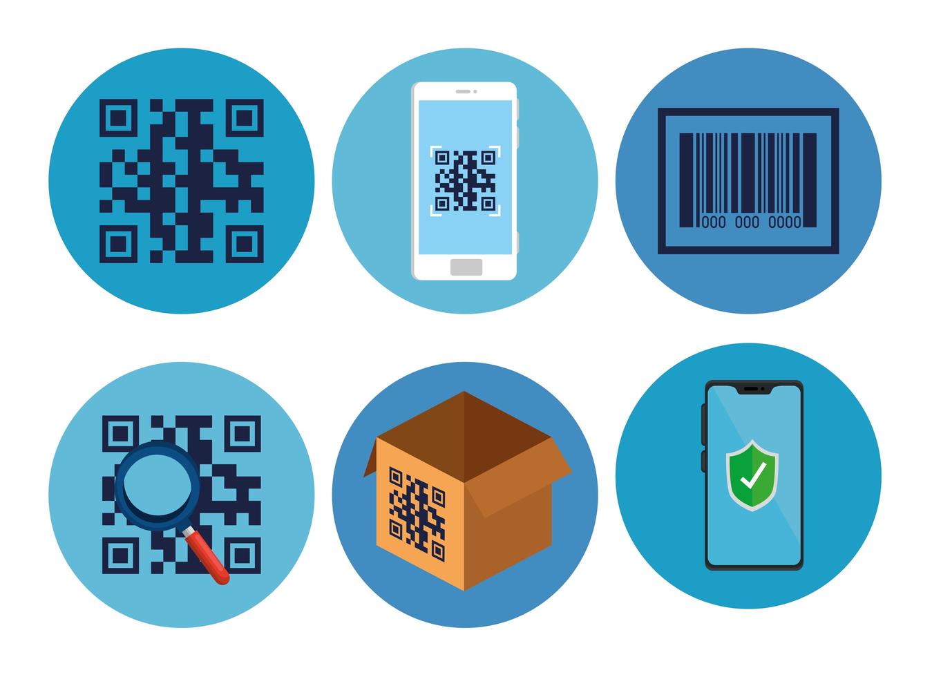 bundle scan code qr set icons vector