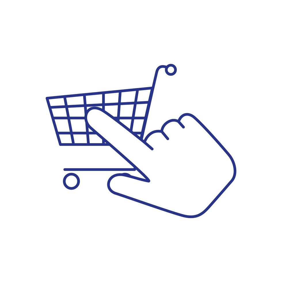 carrito de compras con cursor de mano vector