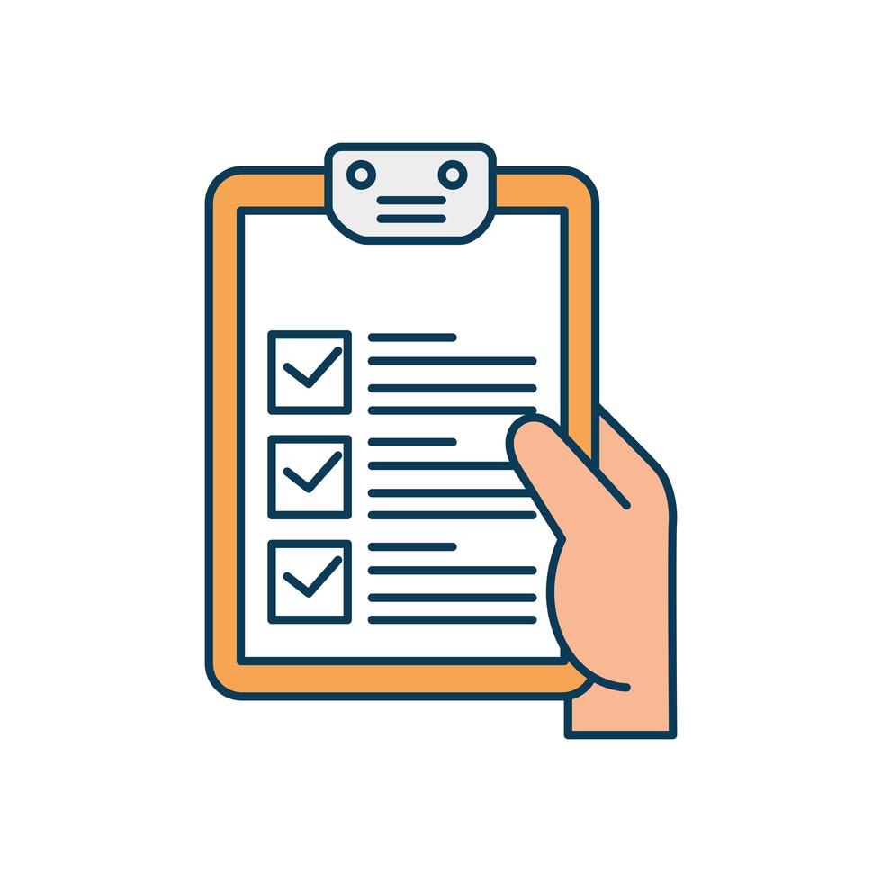 hand and clipboard with paper document isolated icon vector