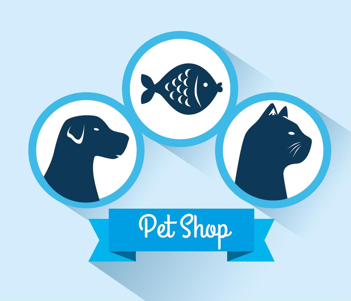 pet shop poster with animals vector