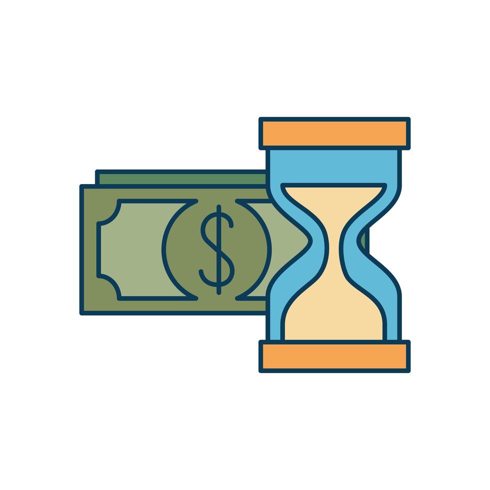 bills dollar with hourglass isolated icon vector