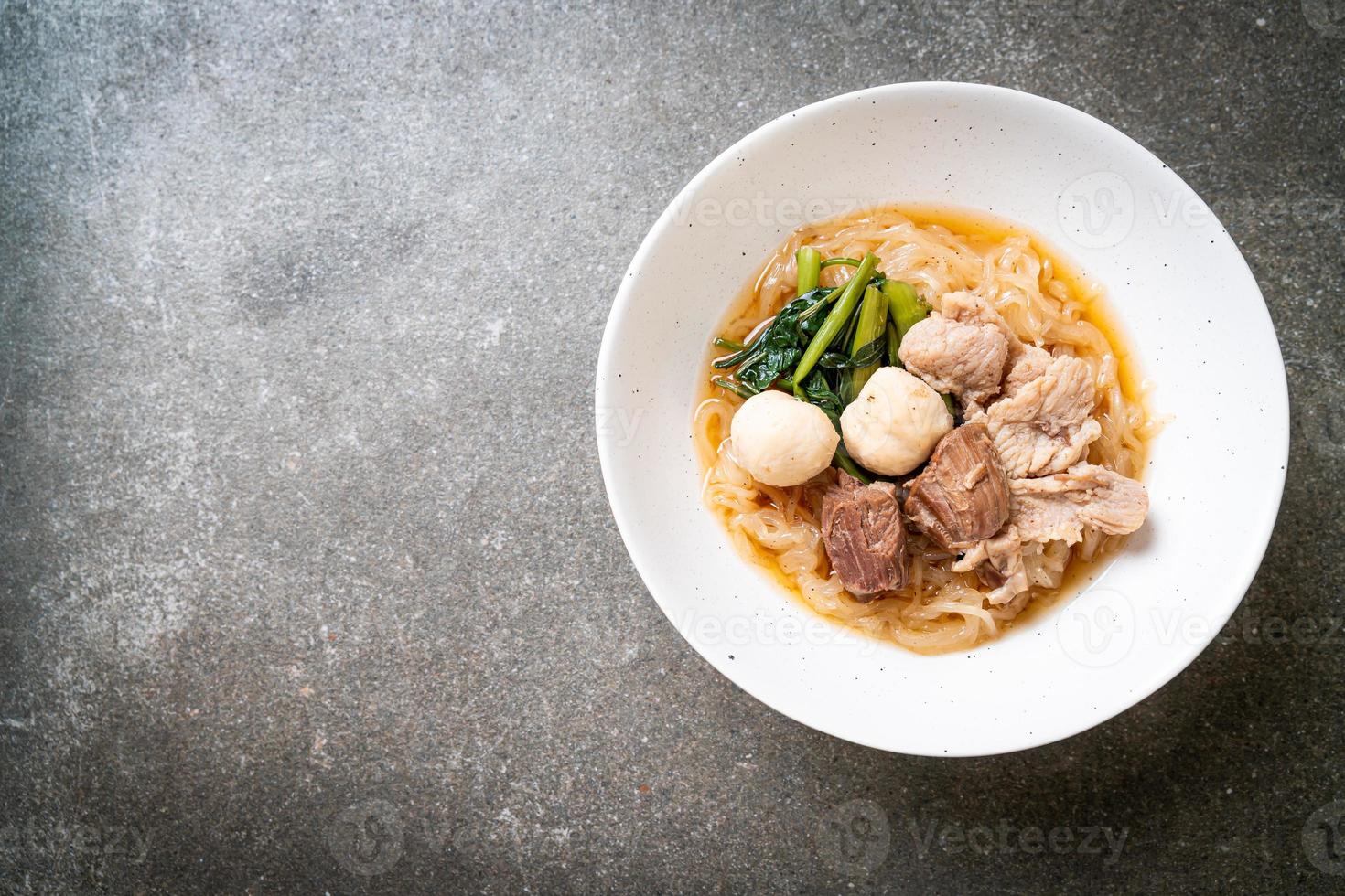 Braised pork noodles bowl photo