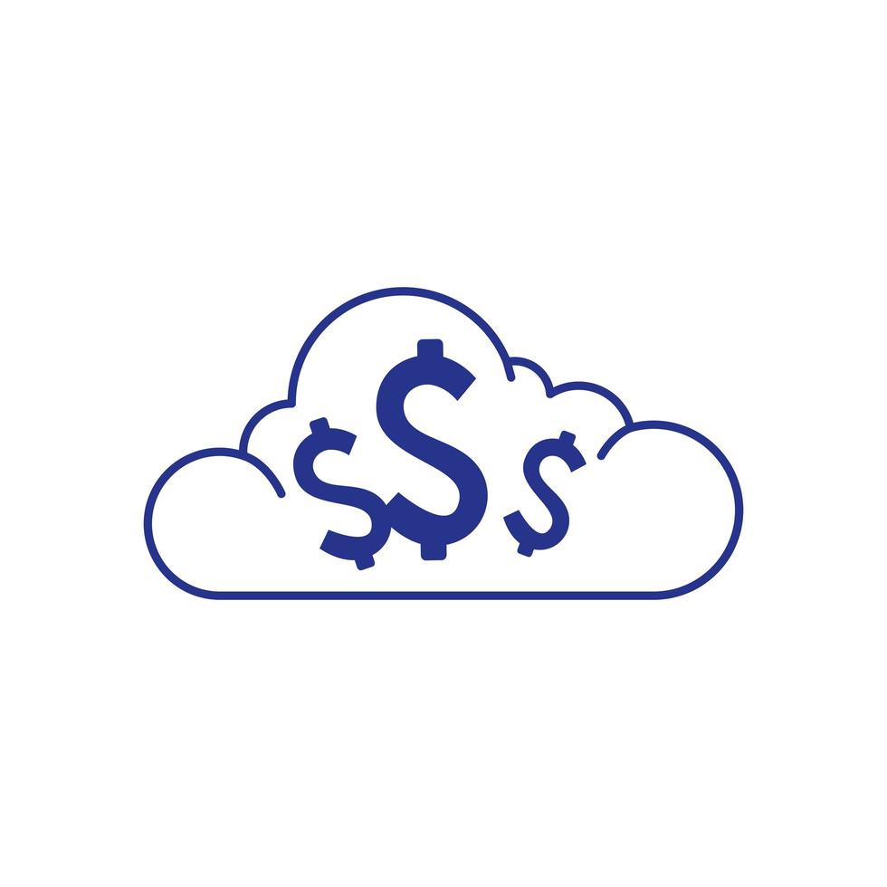 cloud with symbols dollar isolated icon vector