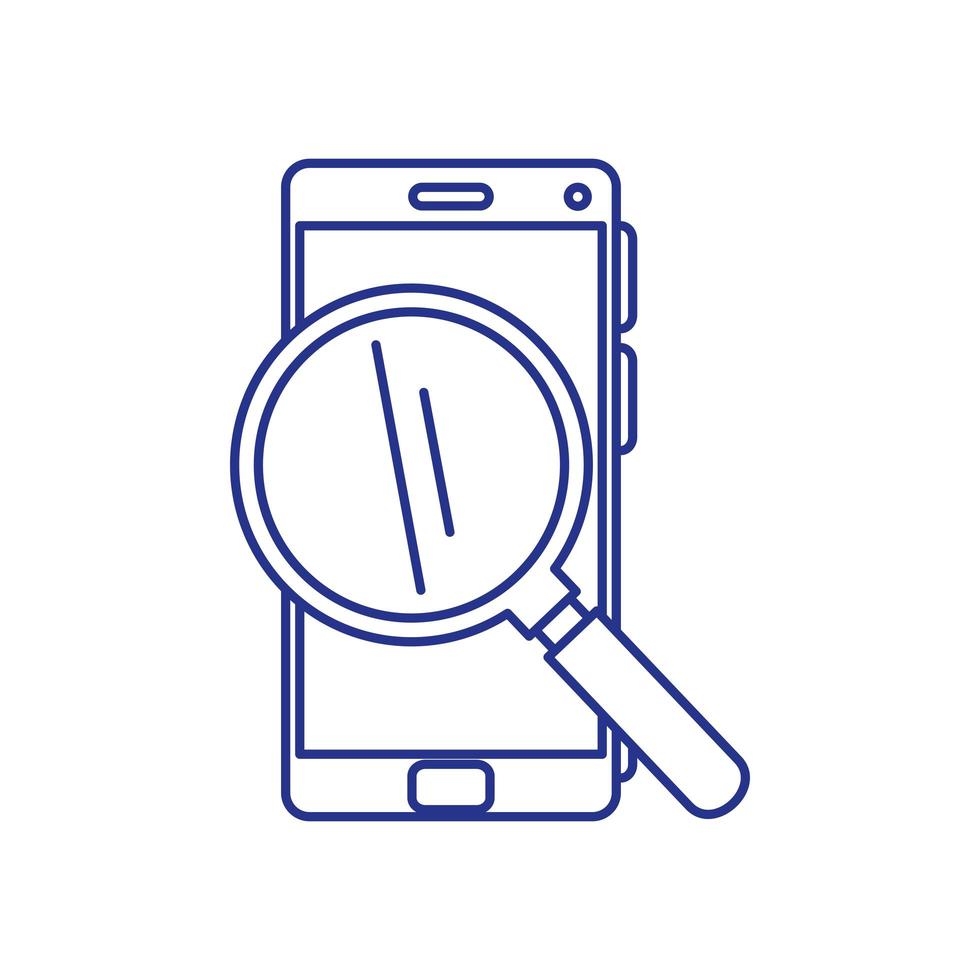 smartphone device with magnifying glass vector