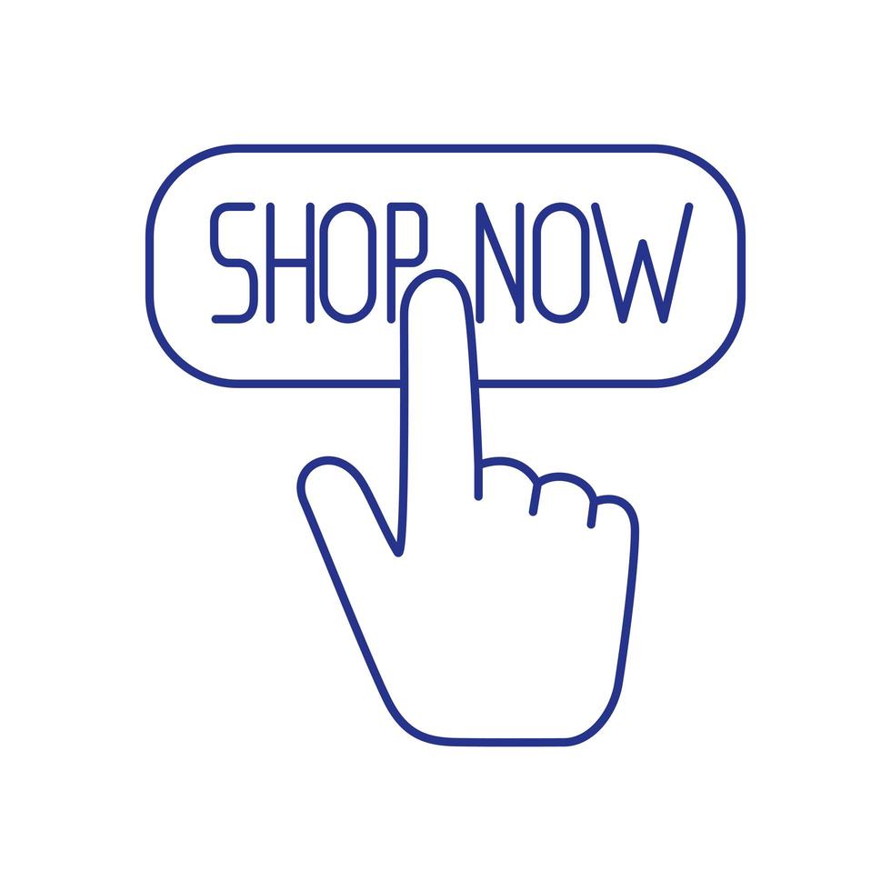 button shop now with hand cursor isolated icon vector