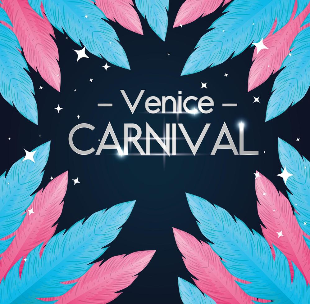 cartel del carnaval de venecia con plumas vector