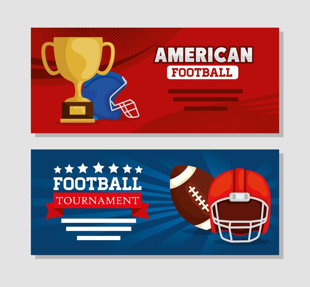 set poster of american football with icons vector