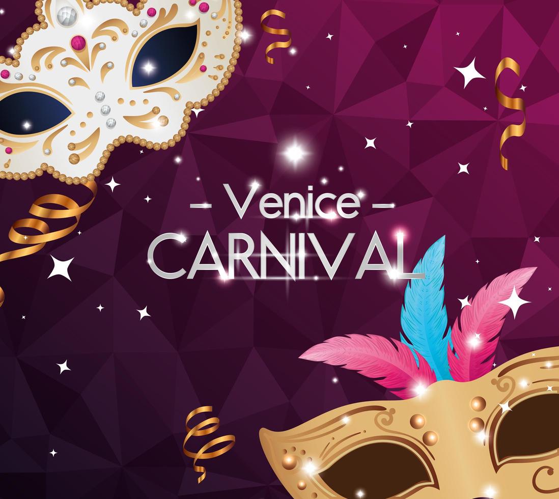 poster of venice carnival with masks and decoration vector