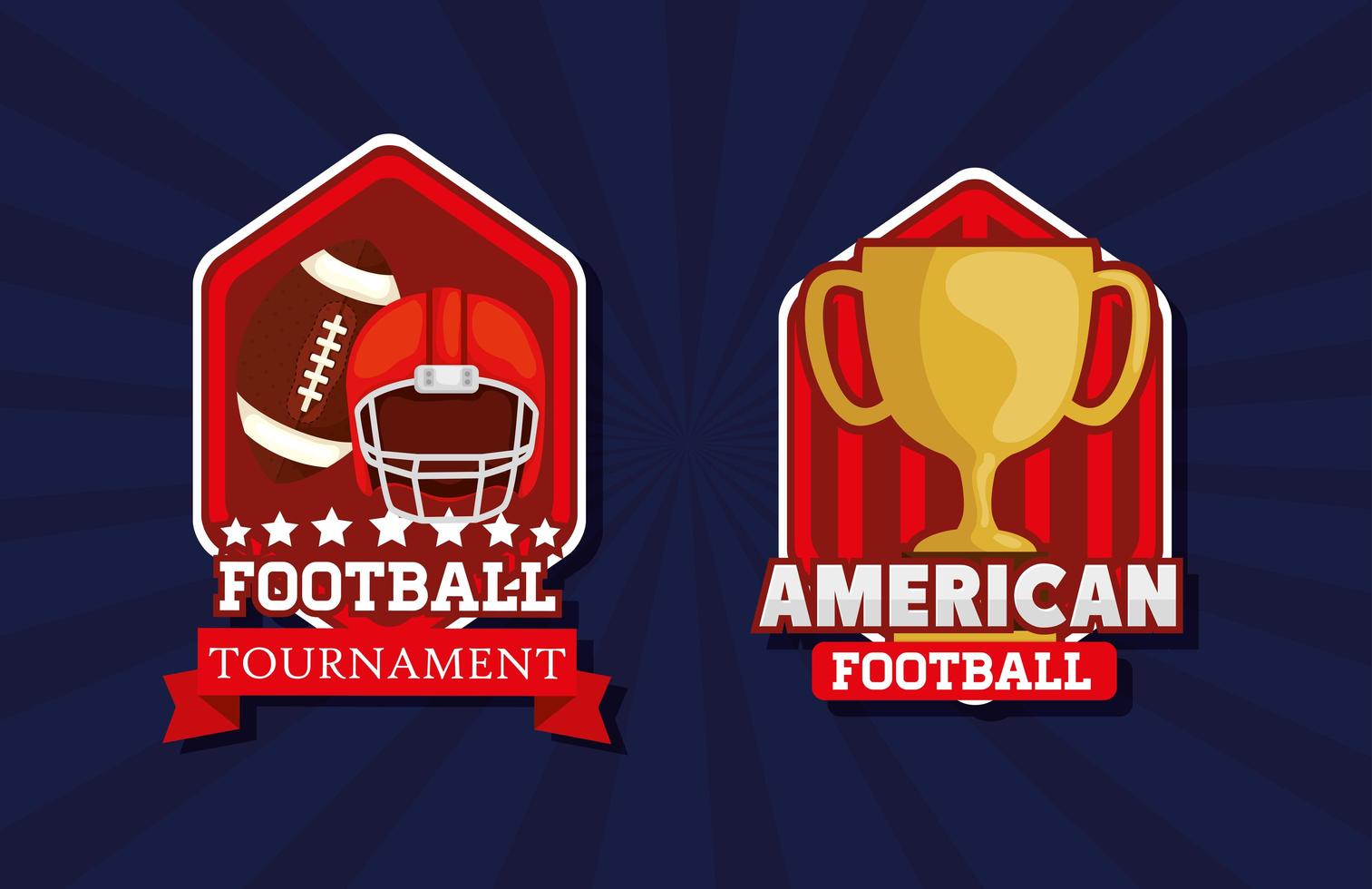 set of shields with icons of american football vector